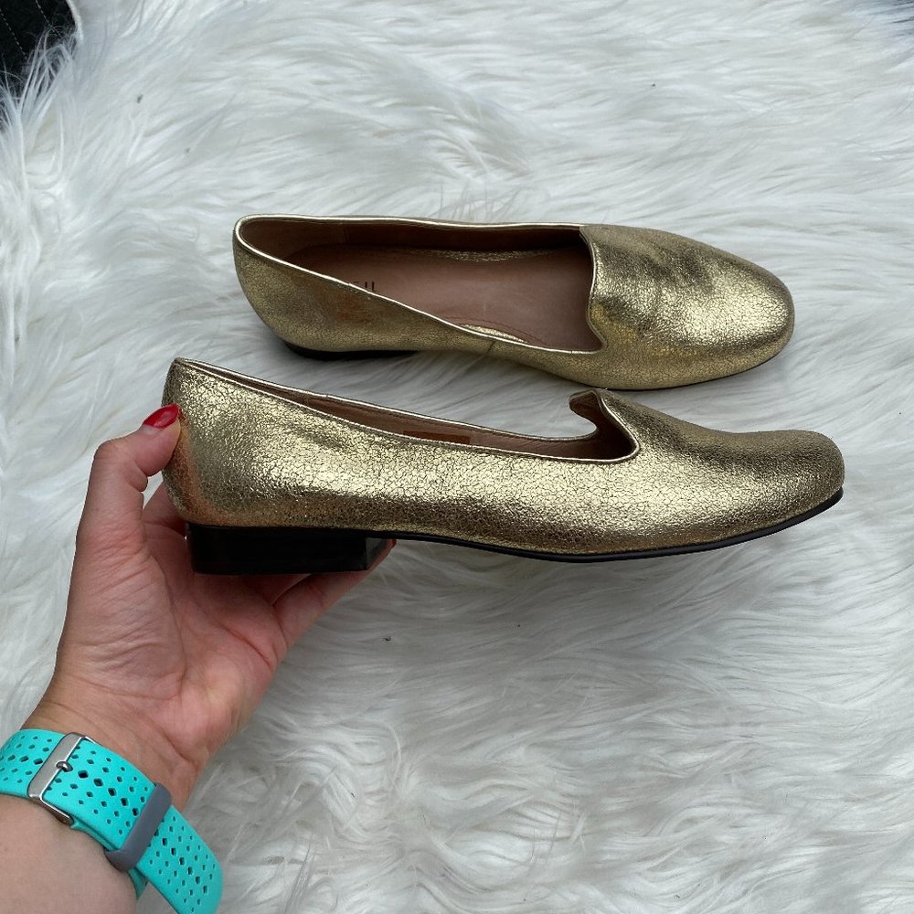 Fossil Calabash Golden Cracked Leather Flats